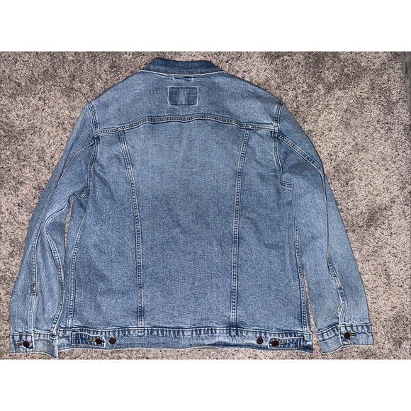 Levis Jacket Mens XL Blue Denim Trucker‎ Light Wash Stretch Adjustable Pc9-39760 - Picture 5 of 6